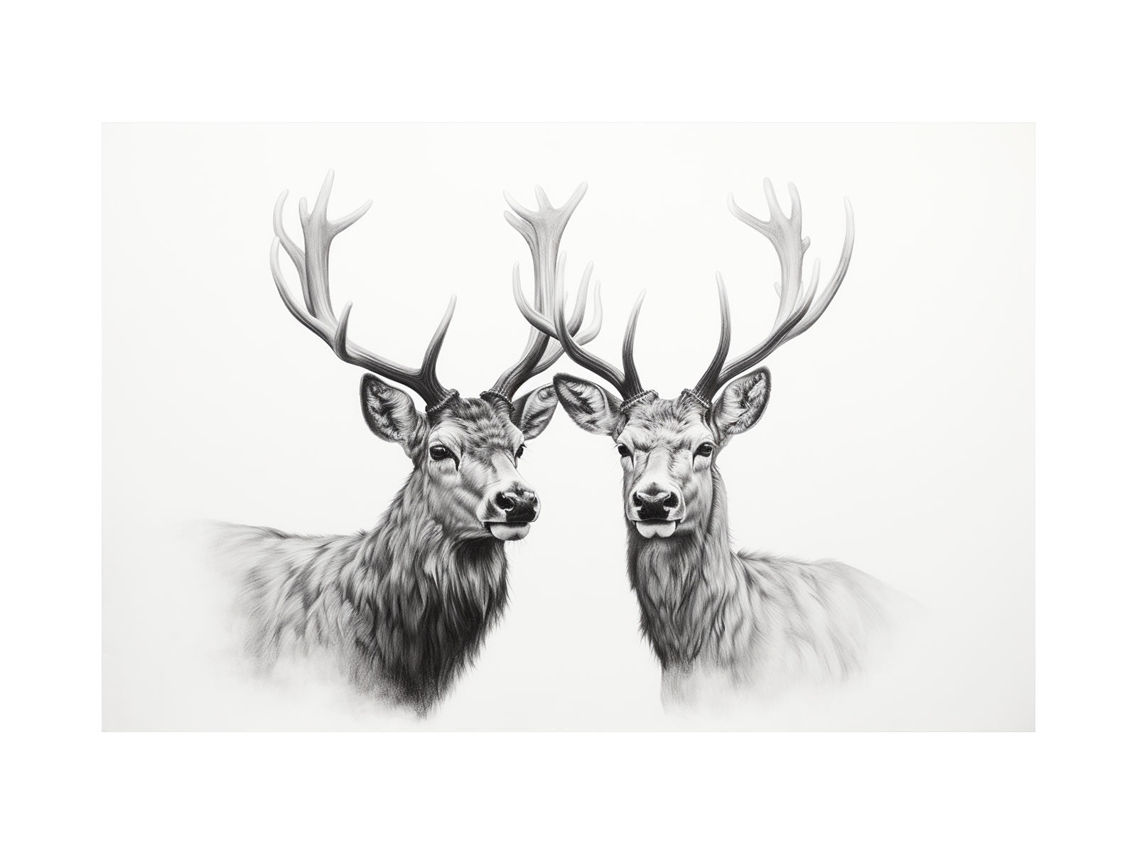 Black And White Deer Canvas Art Print-0