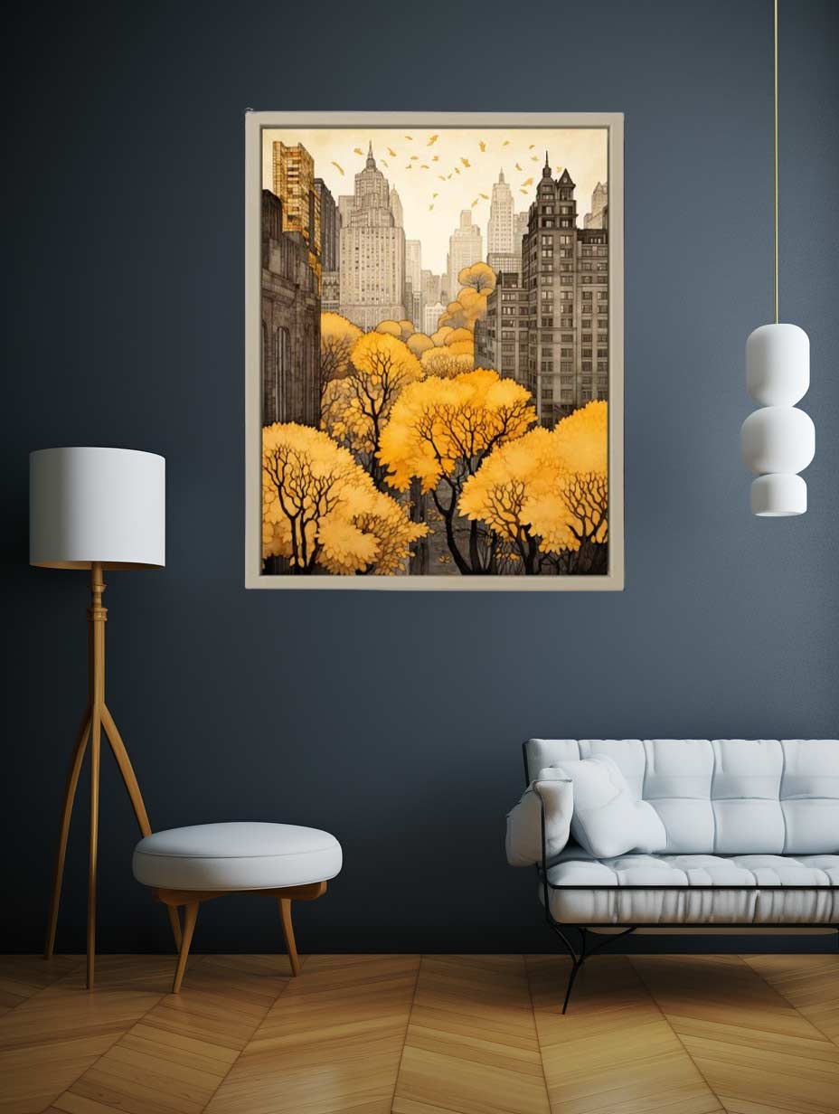 New York In Autumn  Canvas Art Print-1