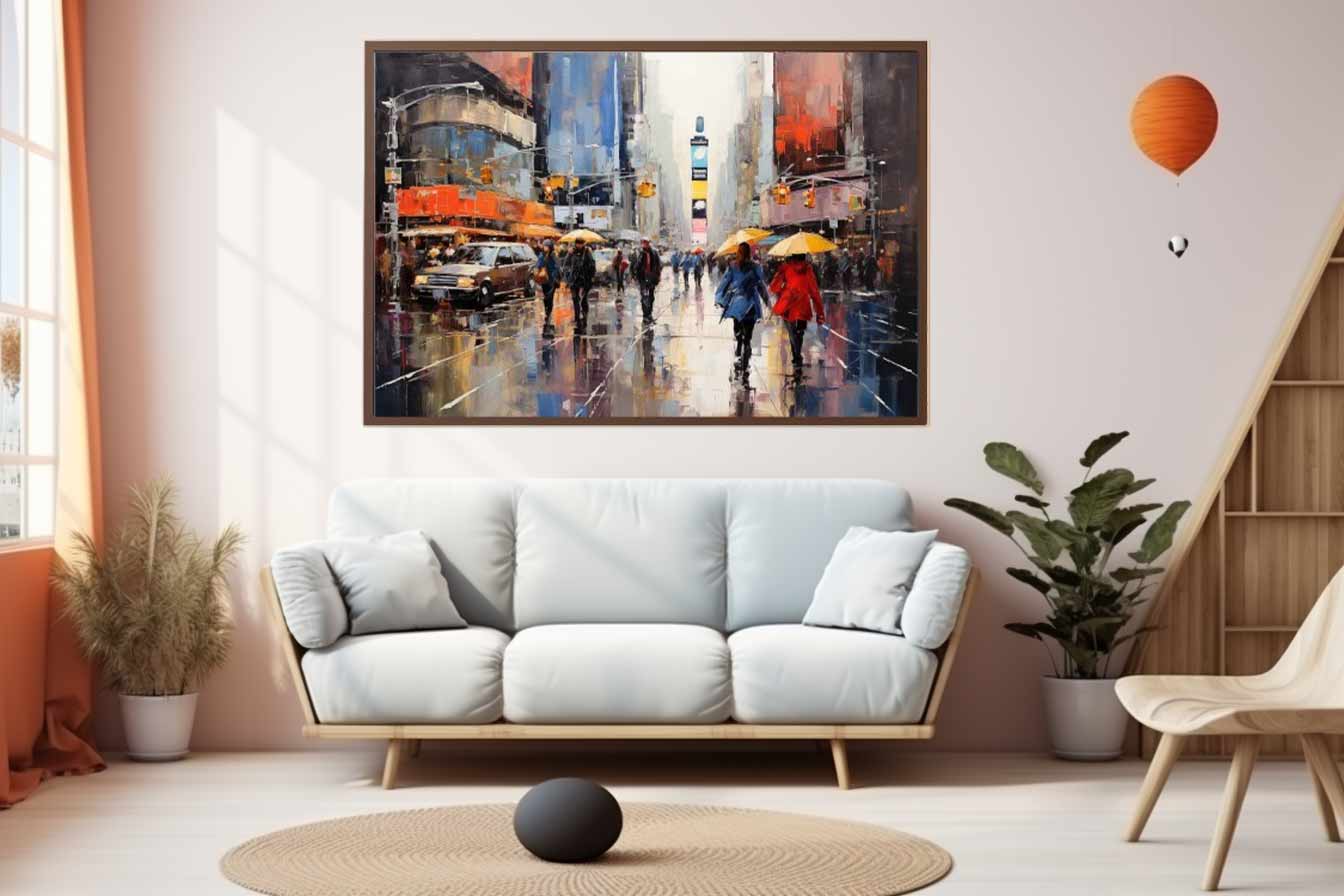 Umbrellas In New York street Canvas Art Print-1