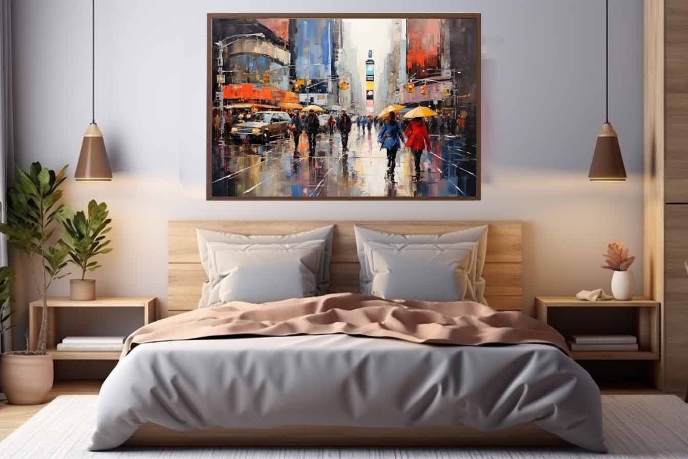 Umbrellas In New York street Canvas Art Print-2