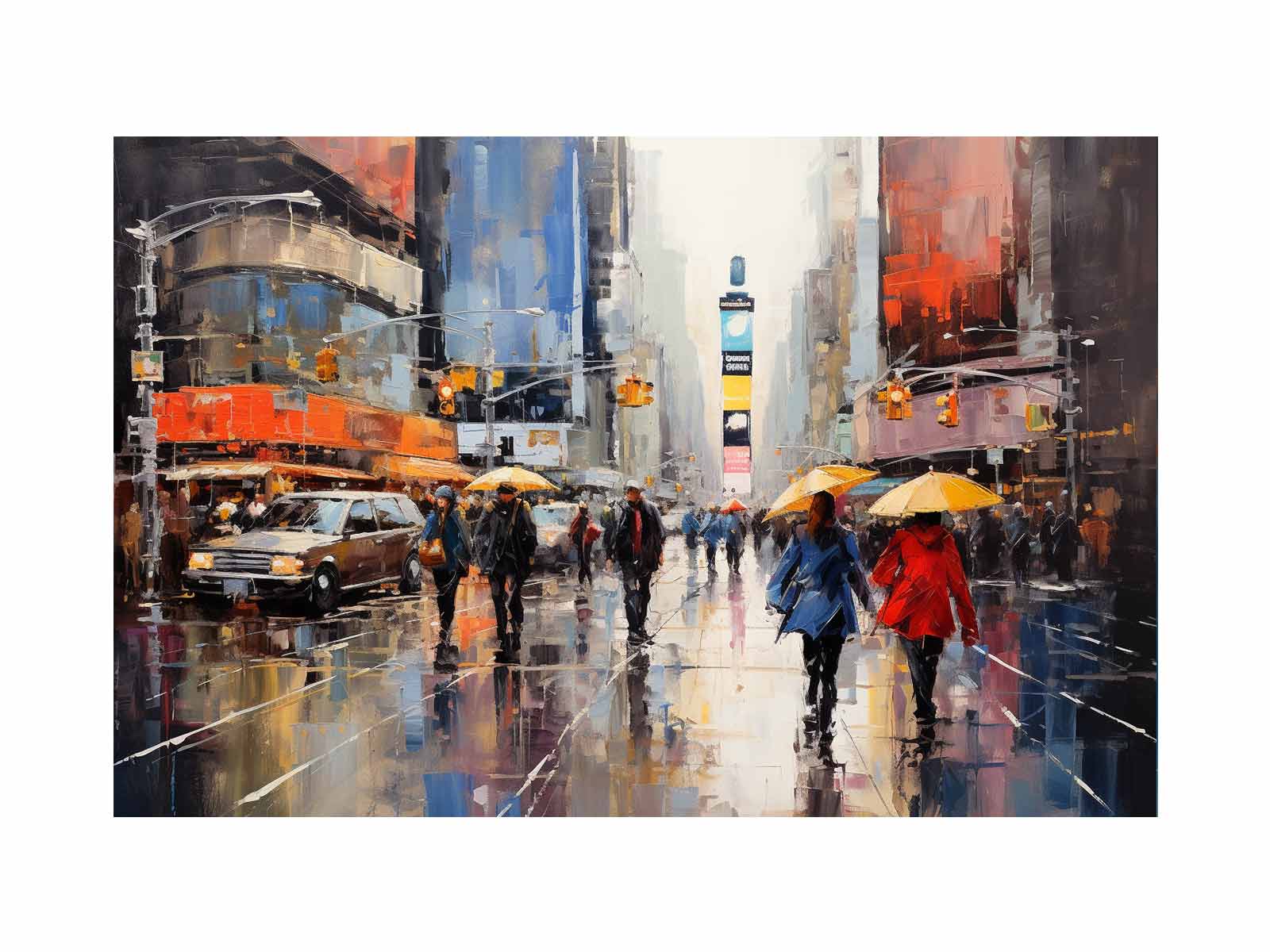Umbrellas In New York street Canvas Art Print-0