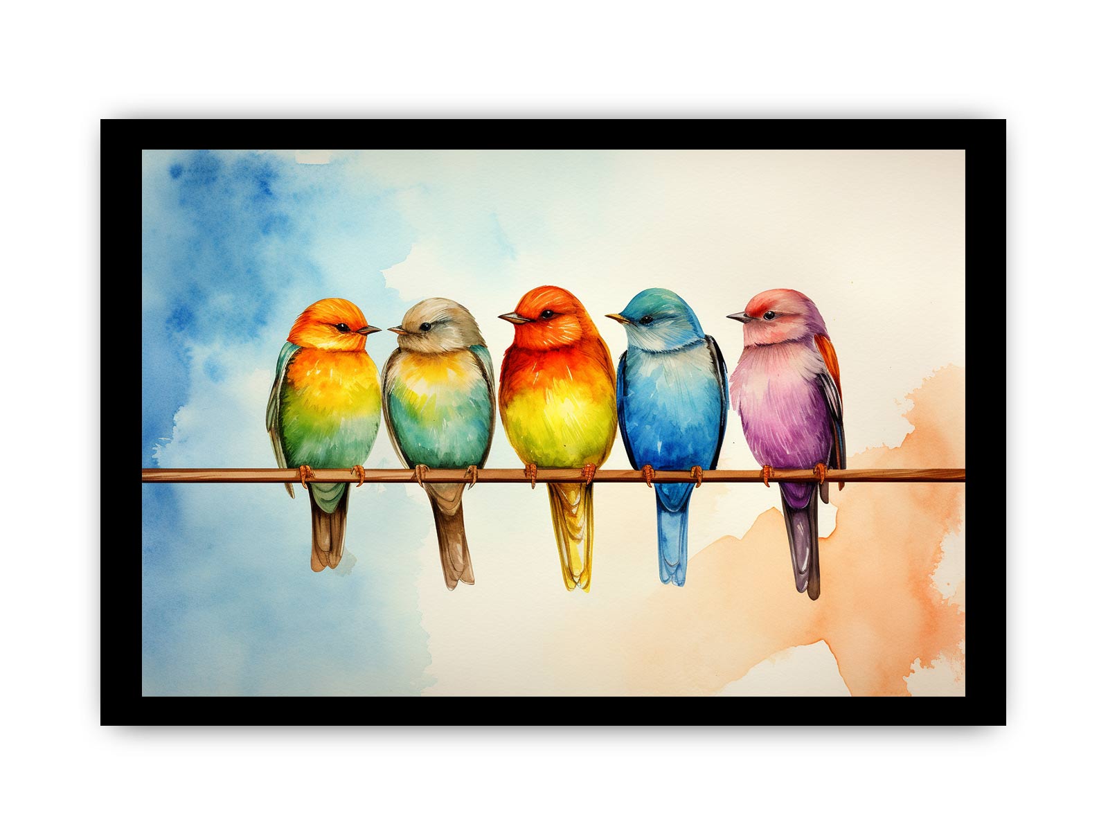 Birds On Wire Canvas Art Print-7