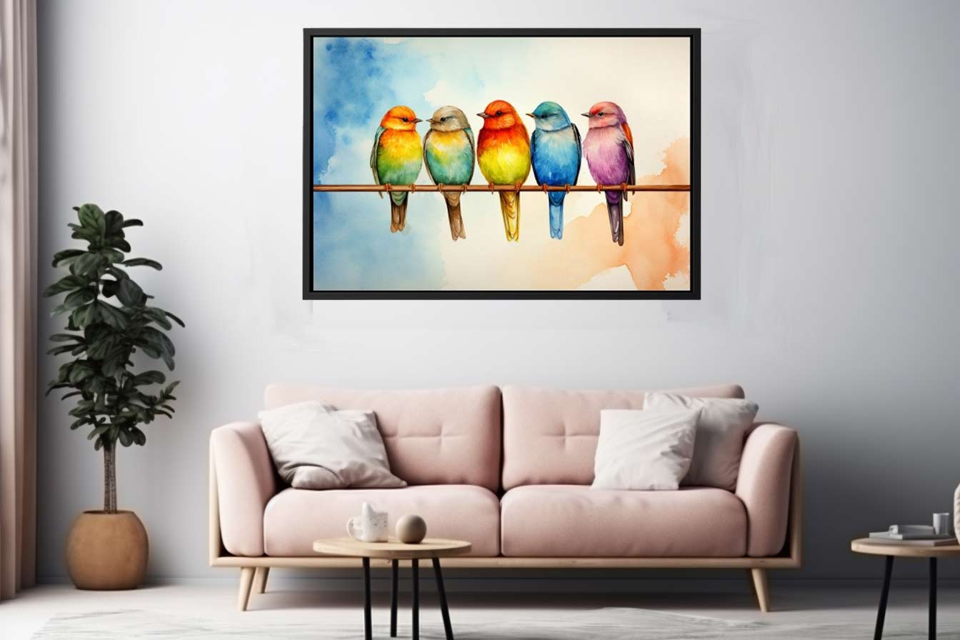 Birds On Wire Canvas Art Print-2