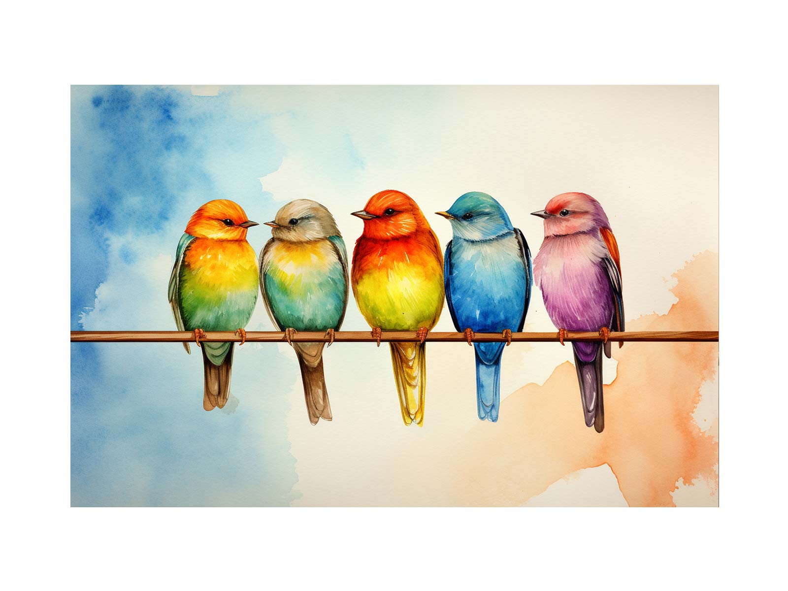 Birds On Wire Canvas Art Print-0