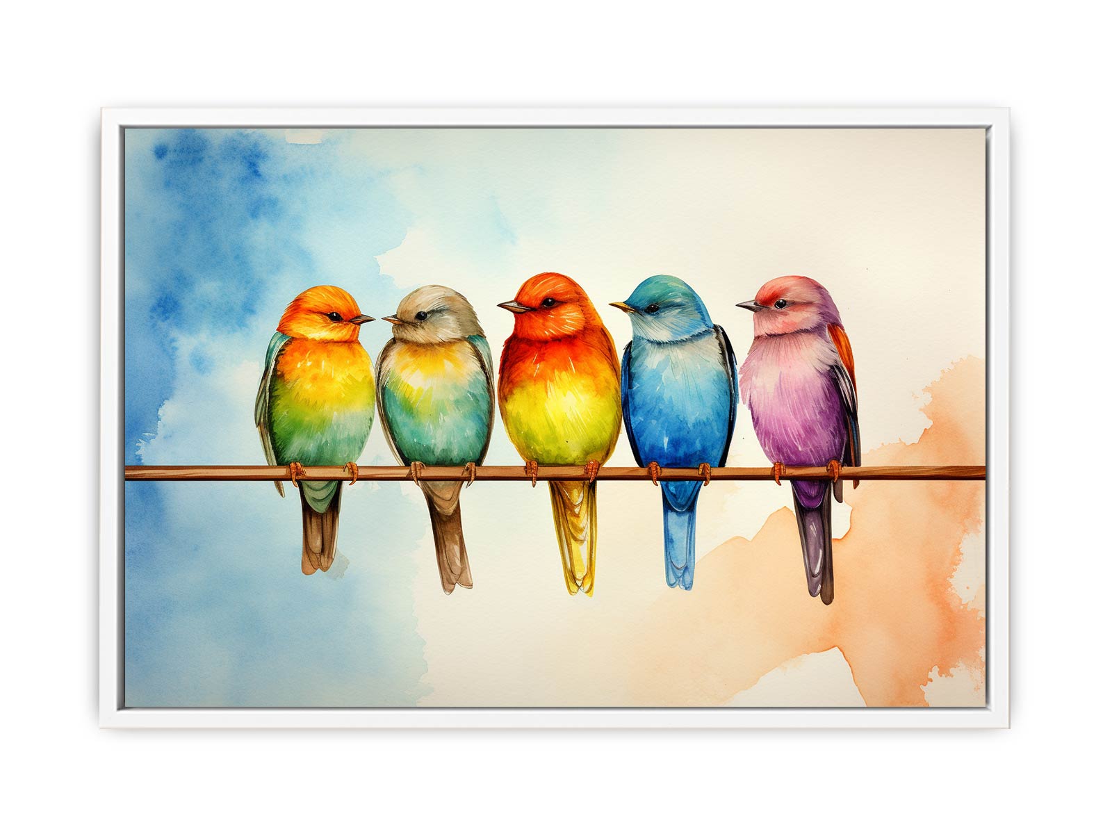Birds On Wire Canvas Art Print-5