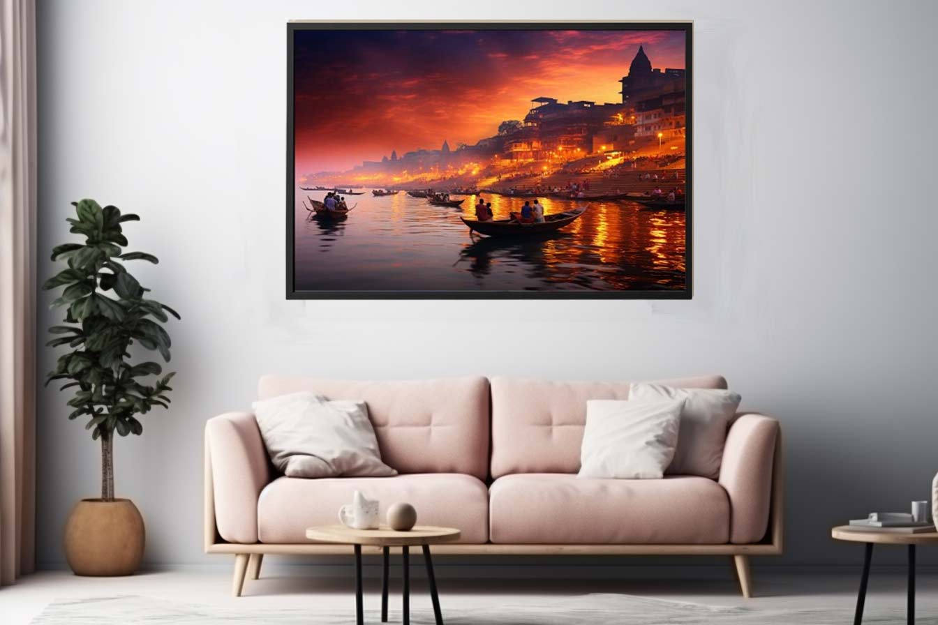 Varanasi Ganga Canvas Art Print-1