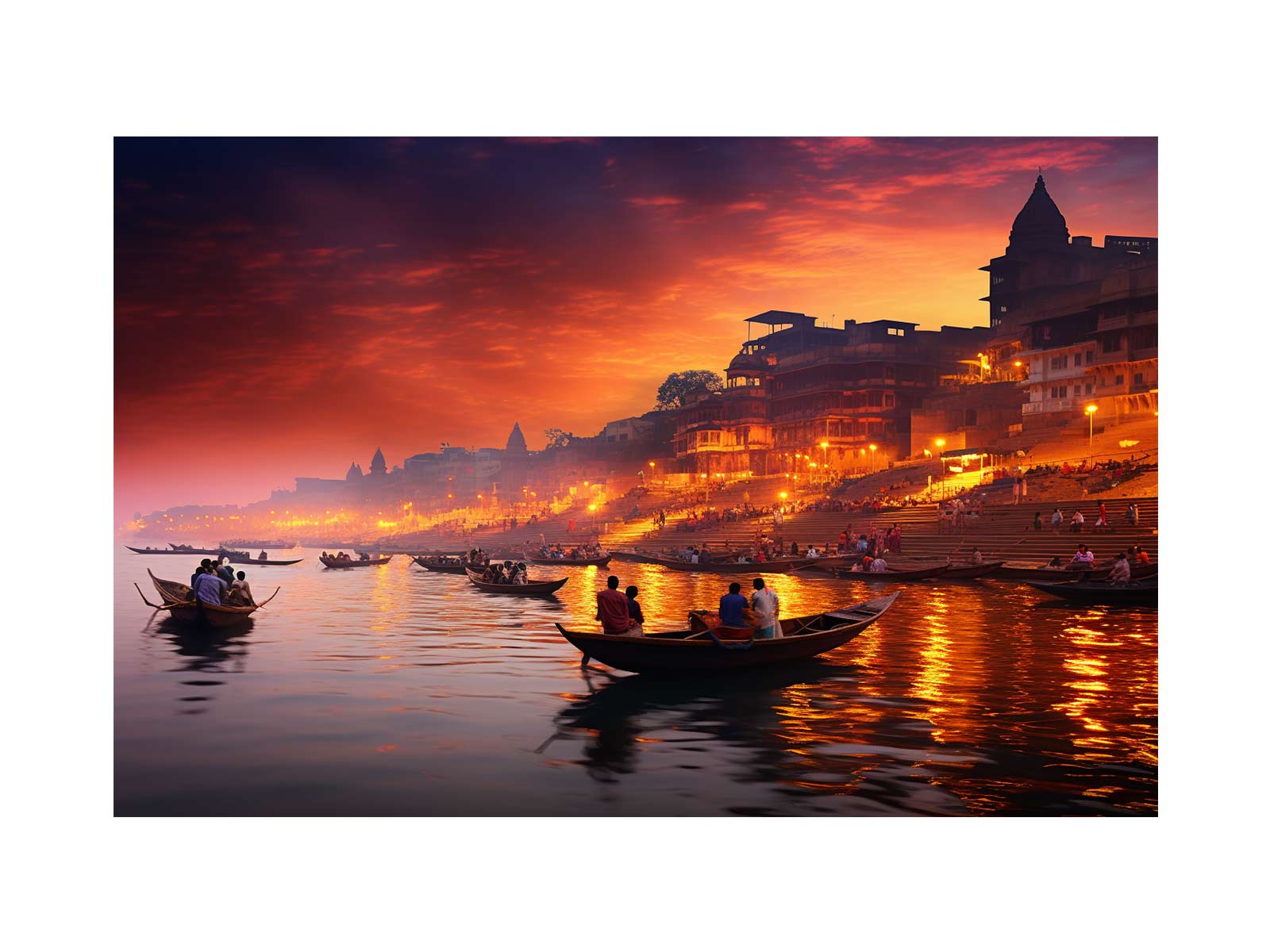Varanasi Ganga Canvas Art Print-0