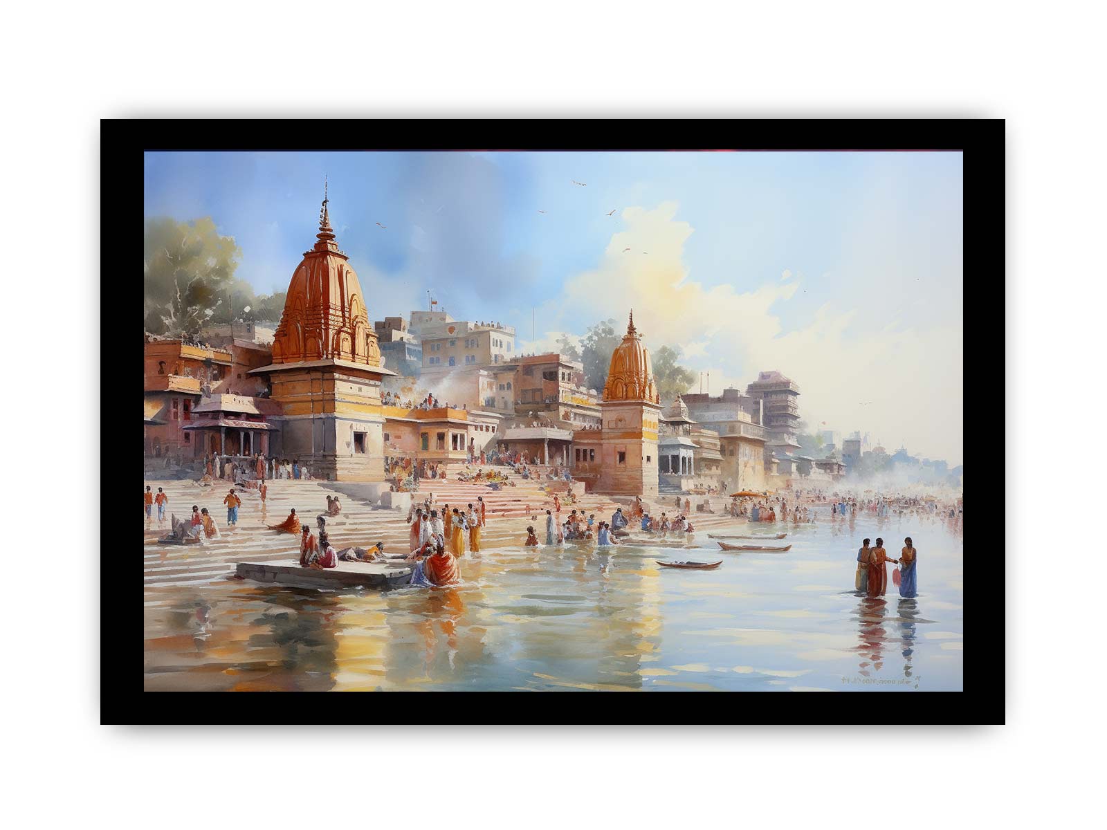 Haridwar Ganga Ghat Canvas Art Print-7