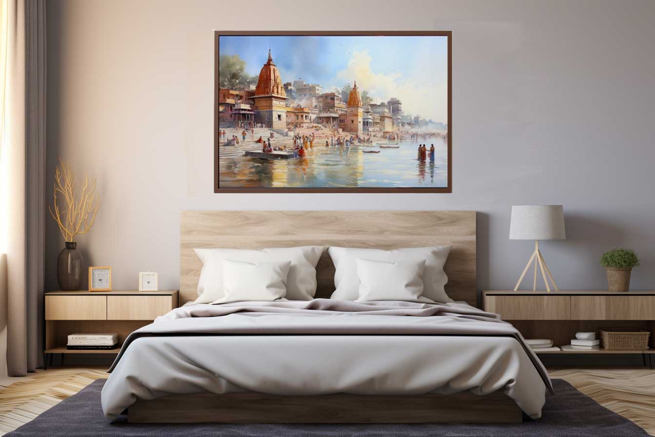 Haridwar Ganga Ghat Canvas Art Print-1