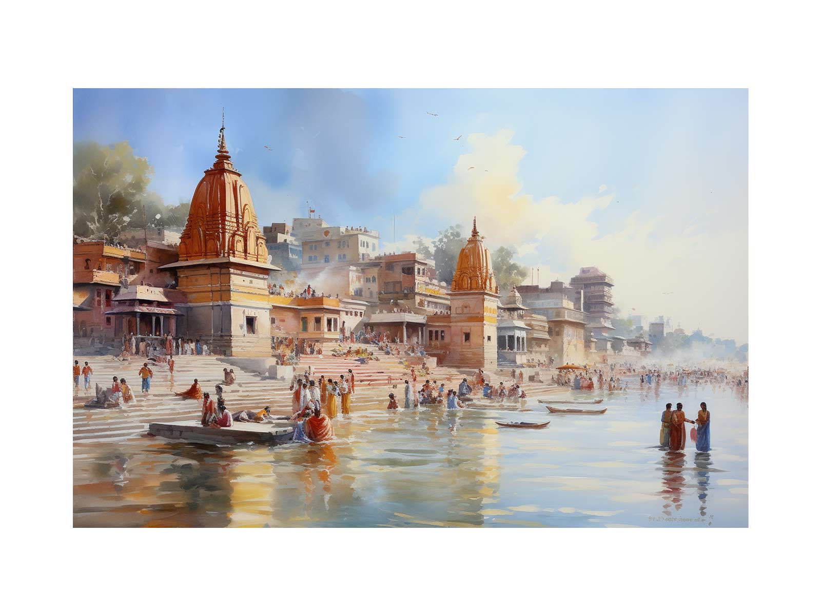 Haridwar Ganga Ghat Canvas Art Print-0