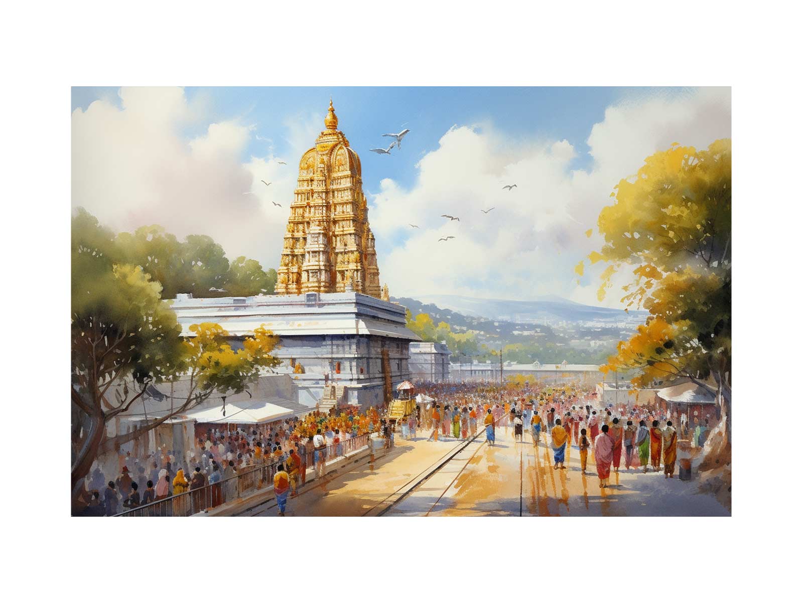 Tirupati Balaji Temple Canvas Art Print-0