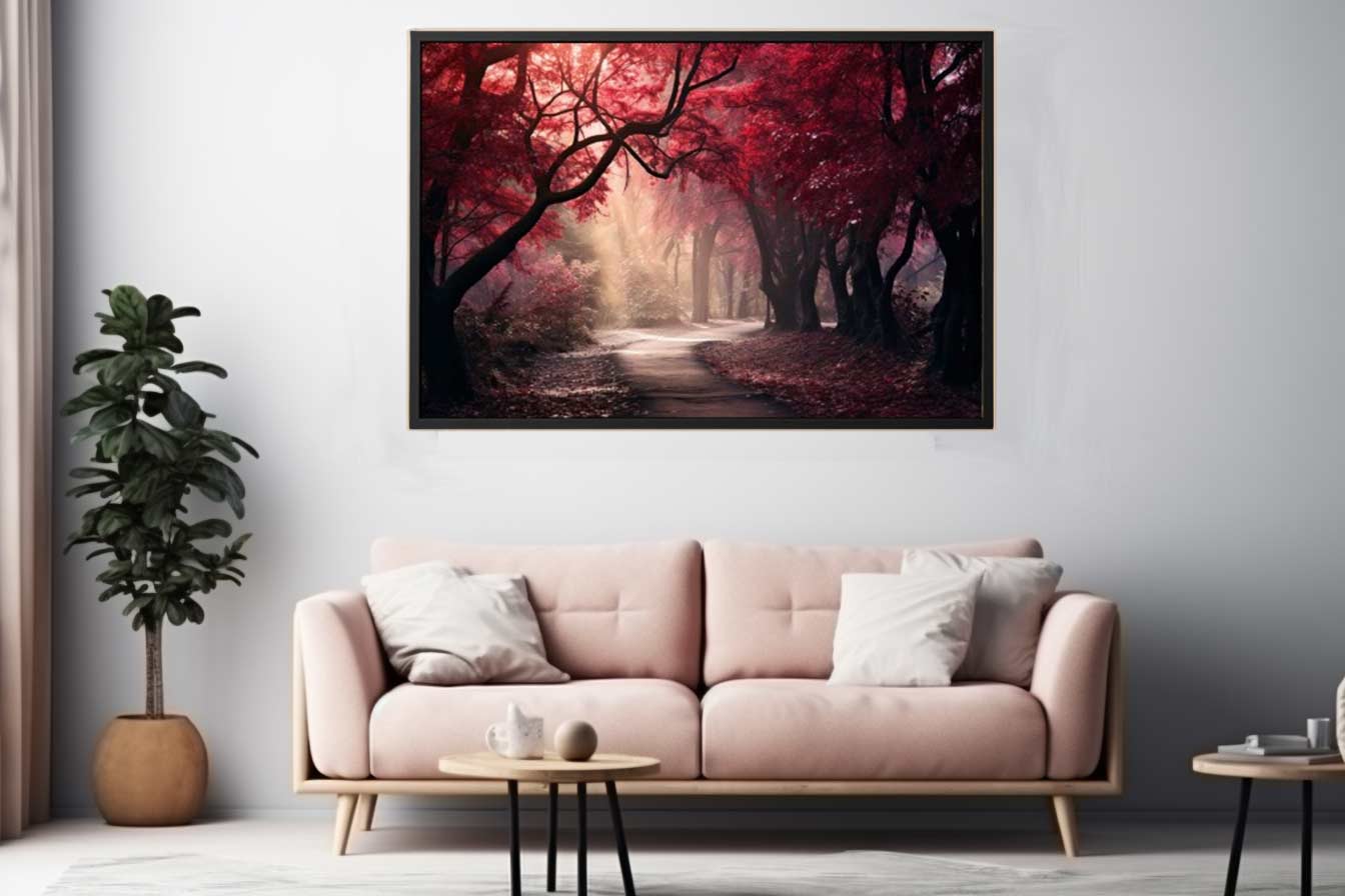 Red Forest Canvas Art Print Painting-1