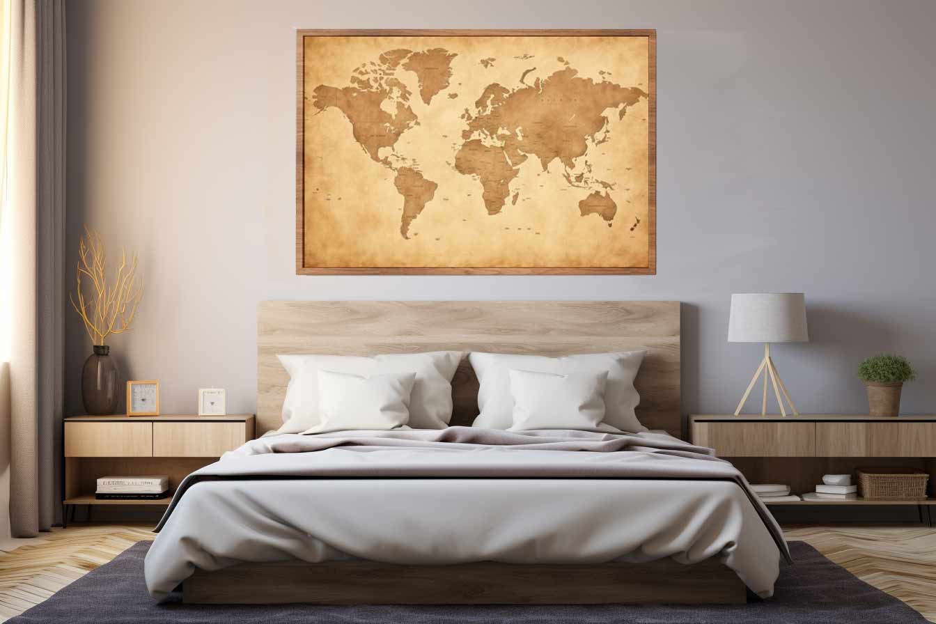 Antique World Map Canvas Art Print-1