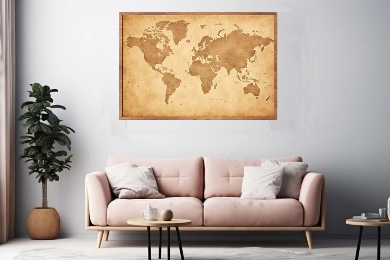 Antique World Map Canvas Art Print-2