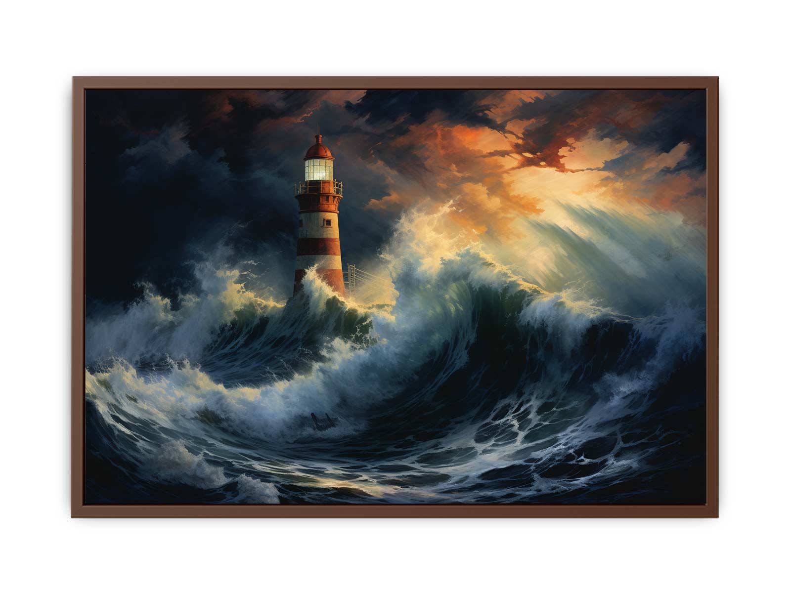 Lighthouse In Storm  Canvas Art Print-6