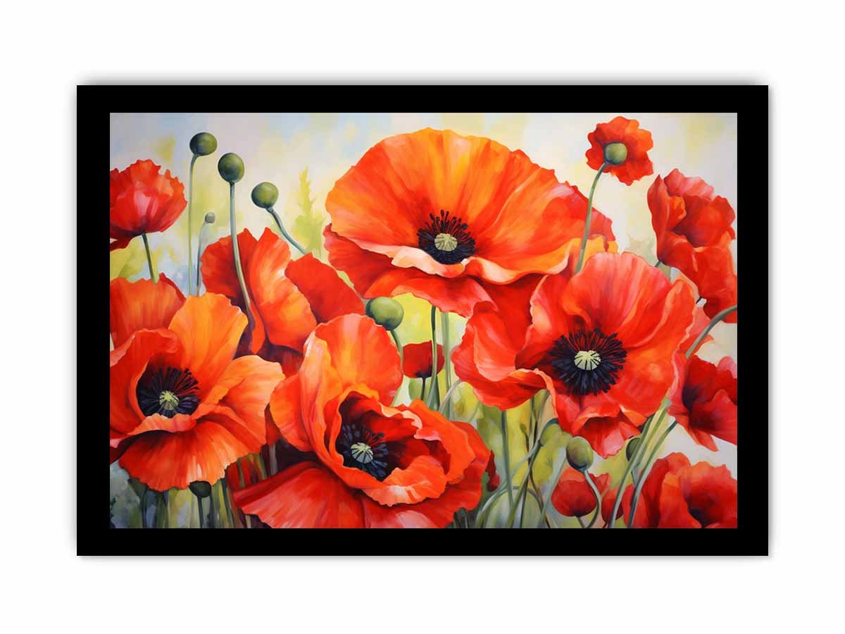 Poppy  Painting Canvas Art Print-7
