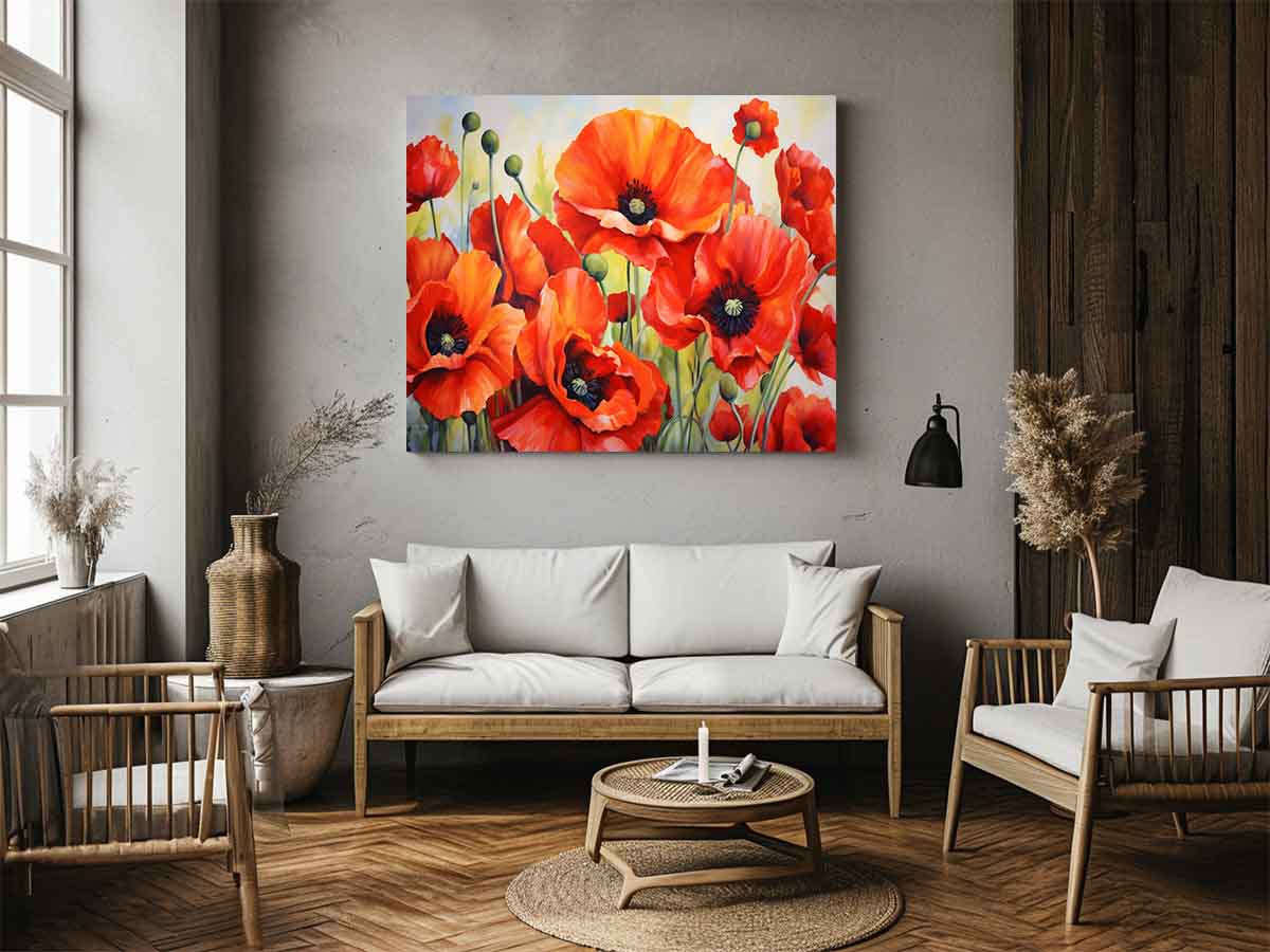 Poppy  Painting Canvas Art Print-1