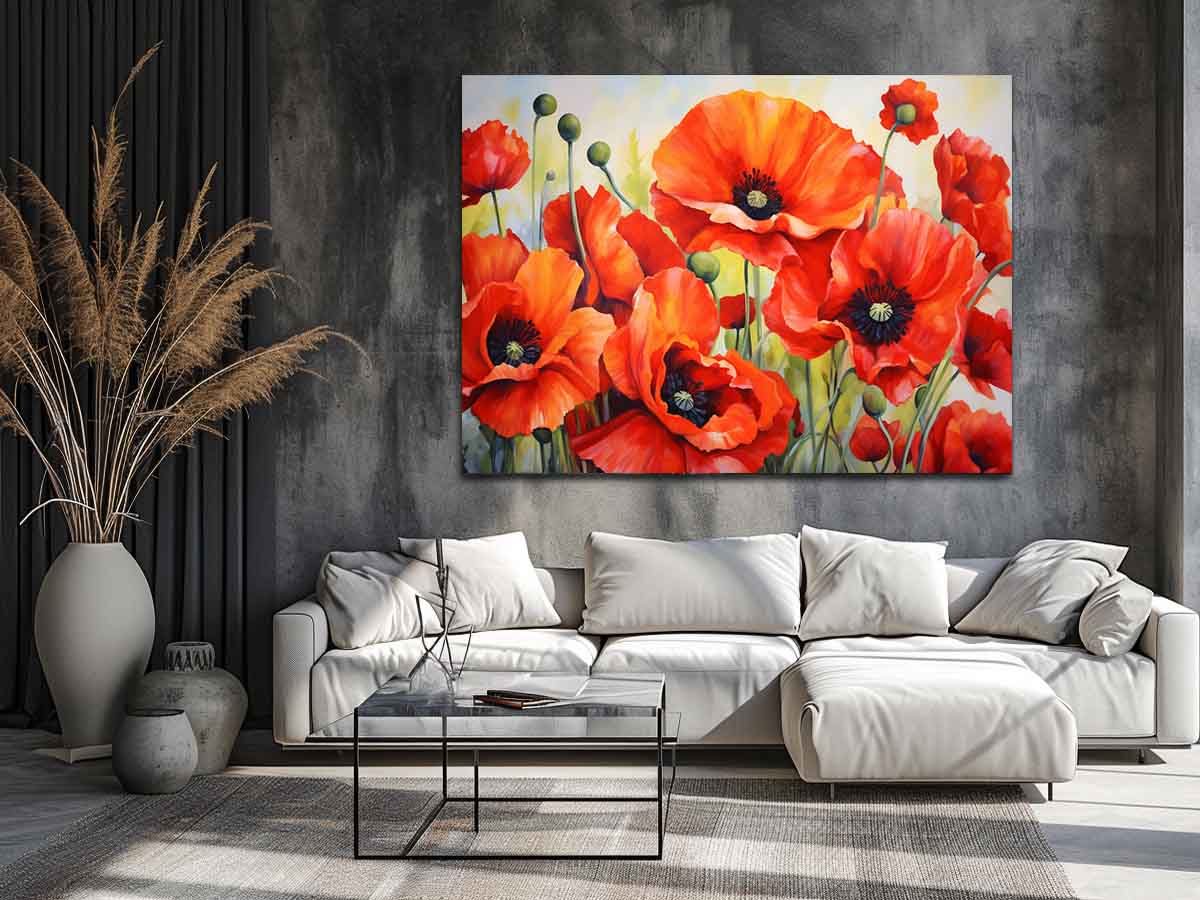 Poppy  Painting Canvas Art Print-2