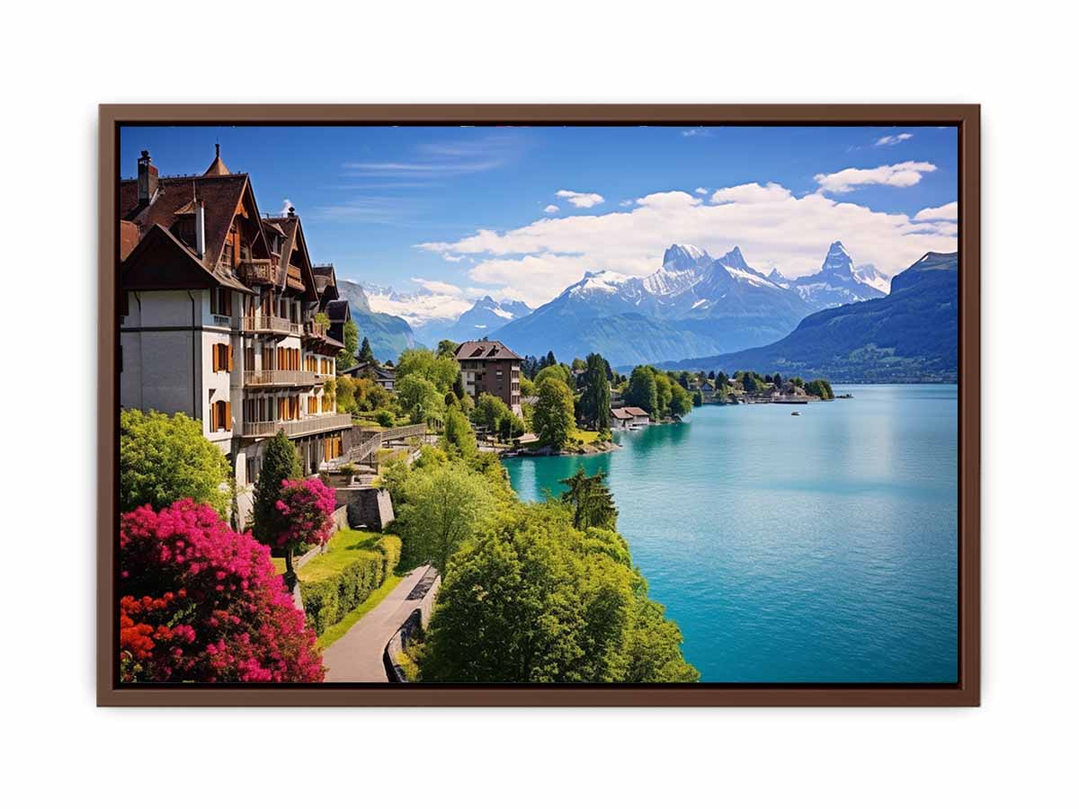Swiss lake House  Canvas Art Print-6