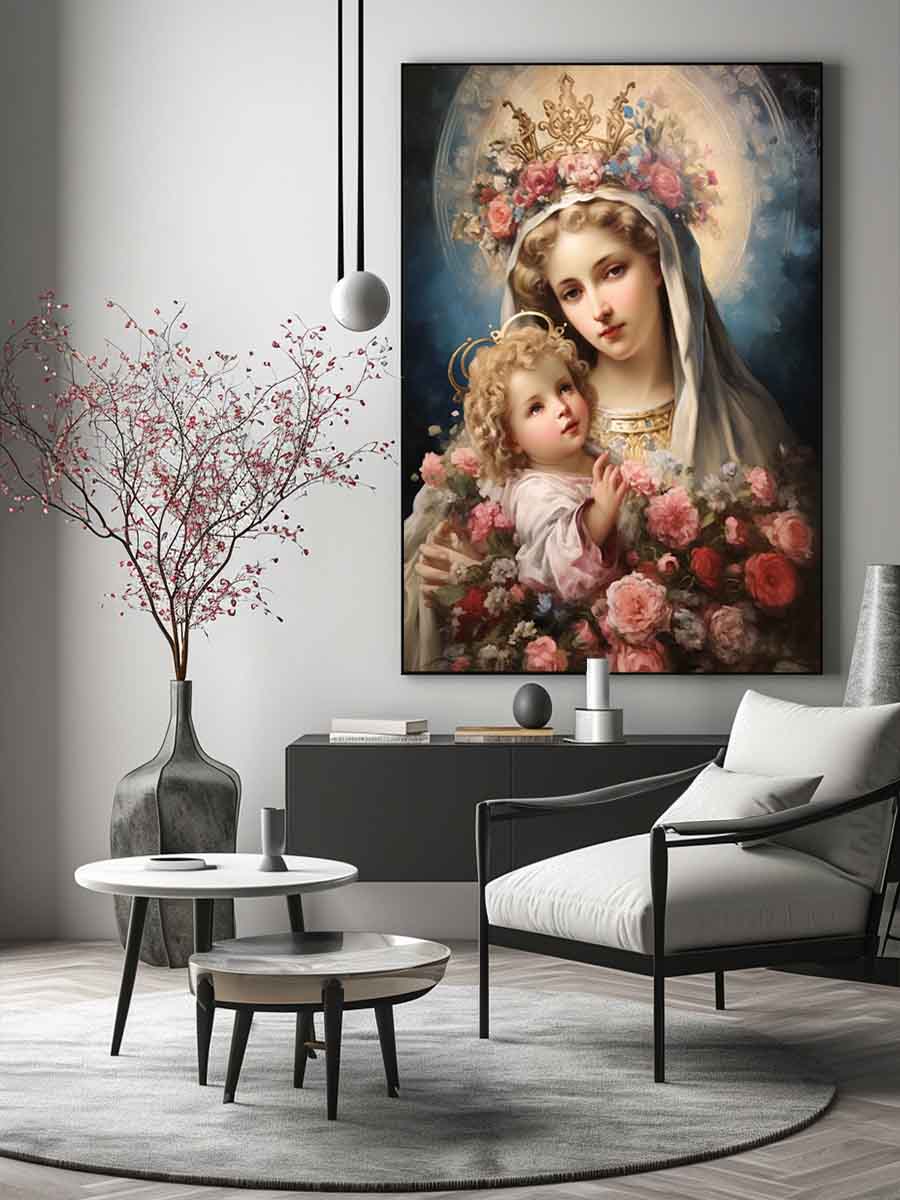Beautiful Virgin Mary Artwork  Canvas Art Print-1