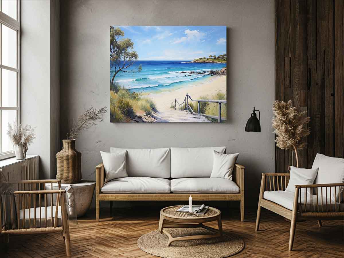 Jetty Beach Art Canvas Art Print-1