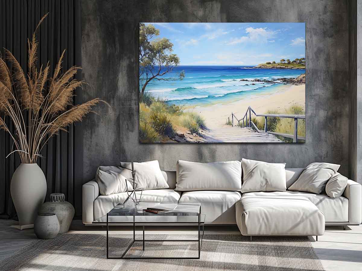 Jetty Beach Art Canvas Art Print-2