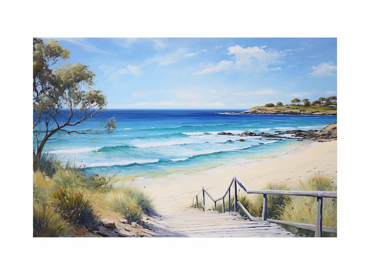 Jetty Beach Art Canvas Art Print-0