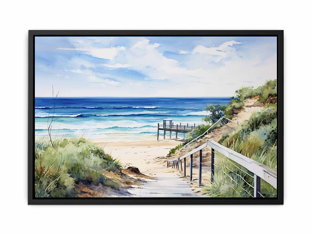 Beach Path Artwork Canvas Painting Print-4