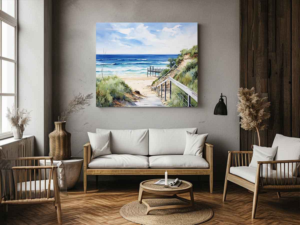 Beach Path Artwork Canvas Painting Print-1