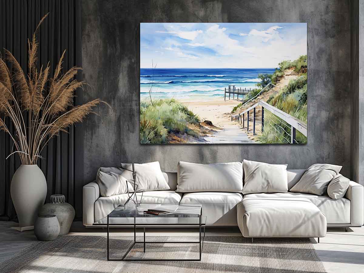 Beach Path Artwork Canvas Painting Print-2