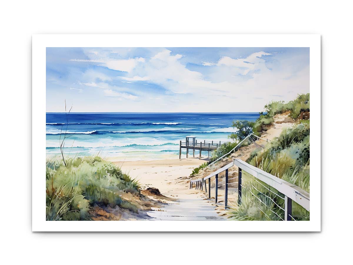 Beach Path Artwork Canvas Painting Print-8
