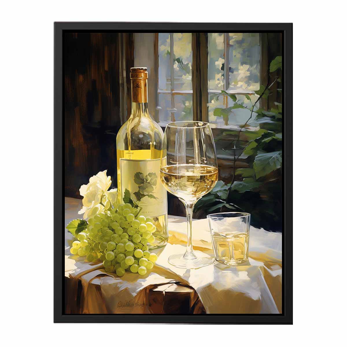White Wine Art Canvas Art Print-4