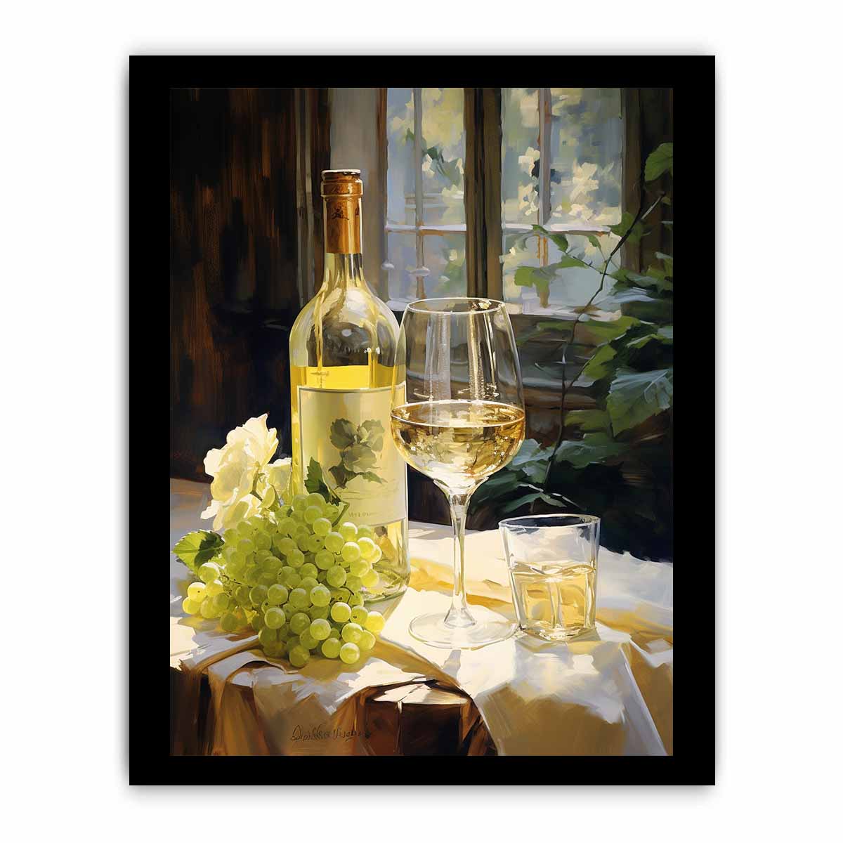 White Wine Art Canvas Art Print-7