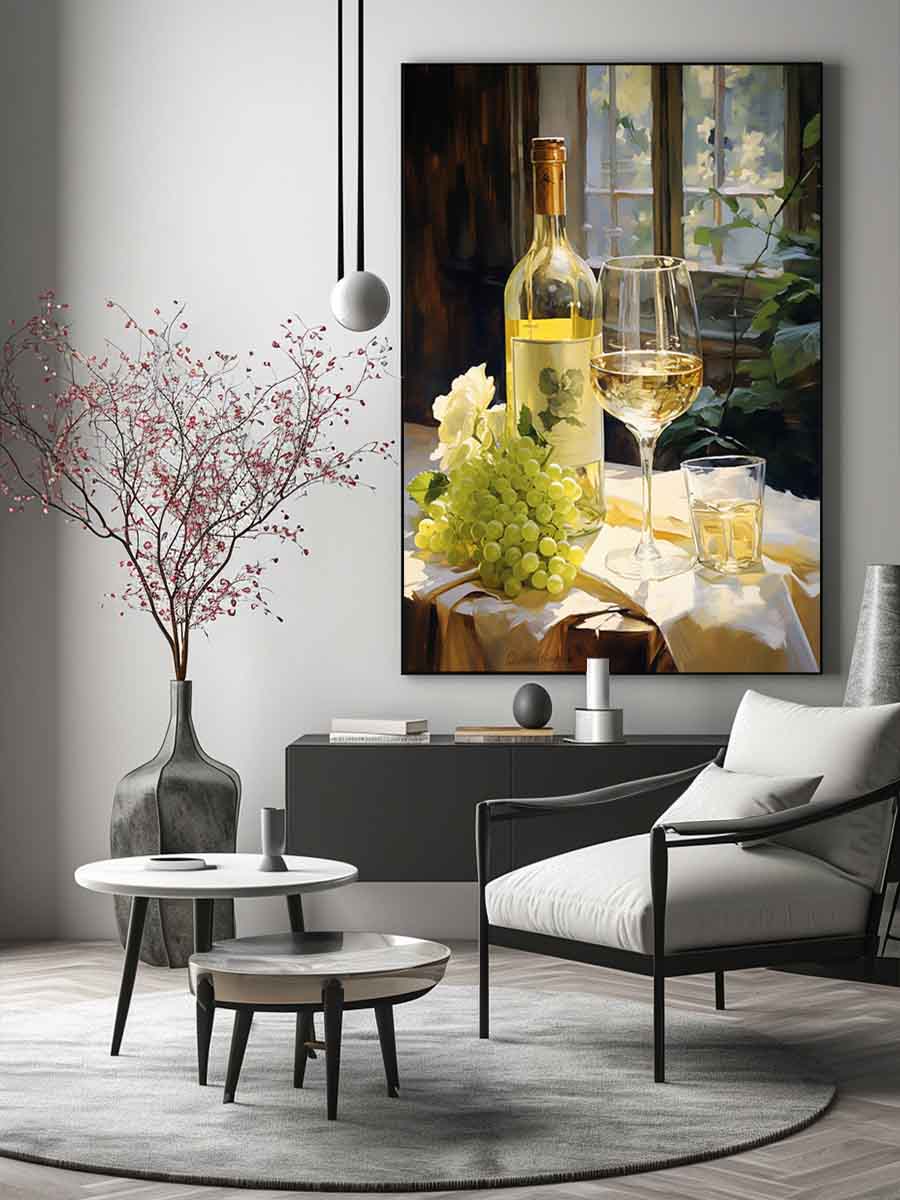 White Wine Art Canvas Art Print-2
