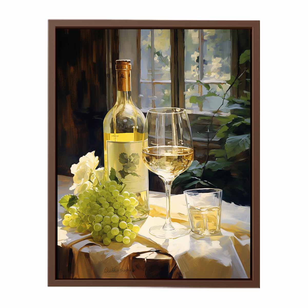 White Wine Art Canvas Art Print-6