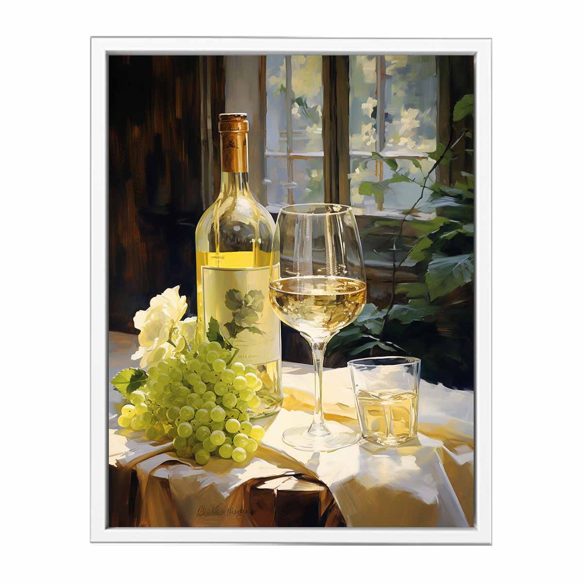 White Wine Art Canvas Art Print-5