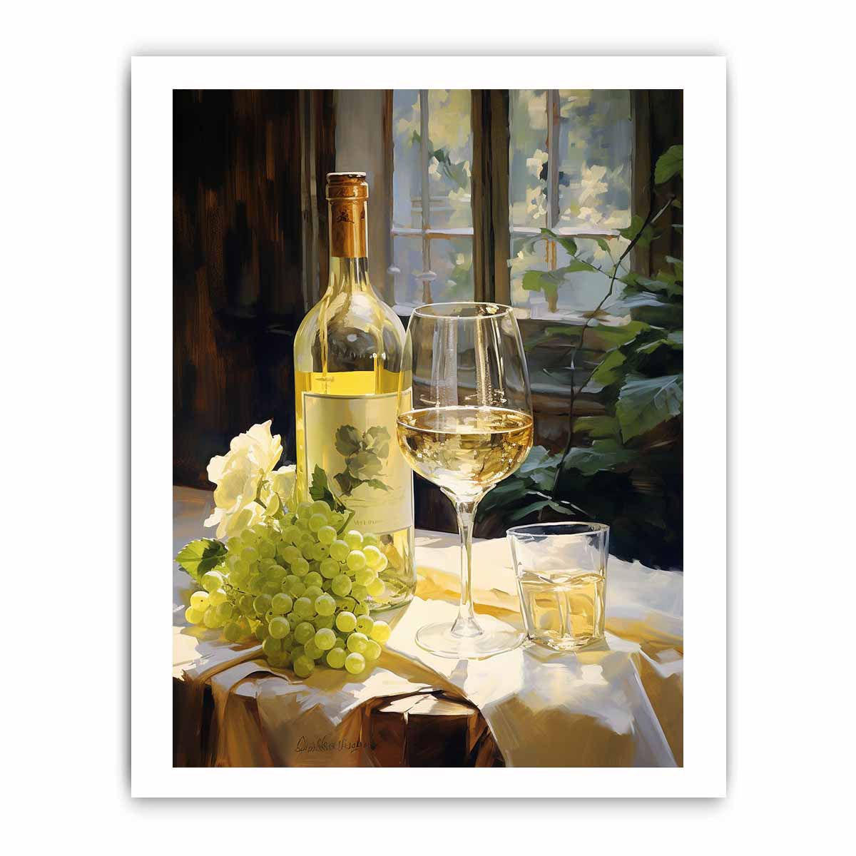 White Wine Art Canvas Art Print-8