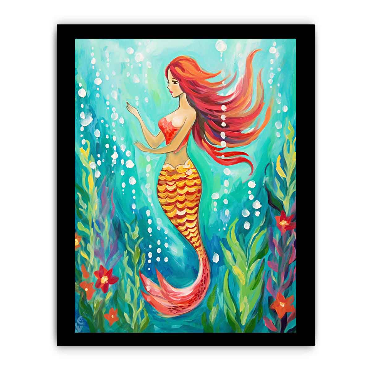 Underwater Mermaid  Canvas Painting  Print-5