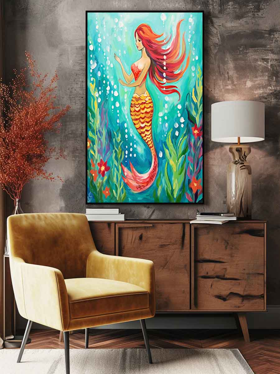 Underwater Mermaid  Canvas Painting  Print-2