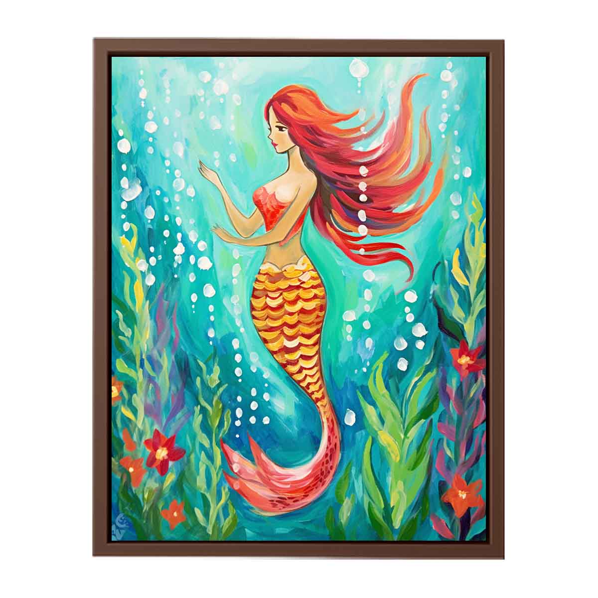 Underwater Mermaid  Canvas Painting  Print-6