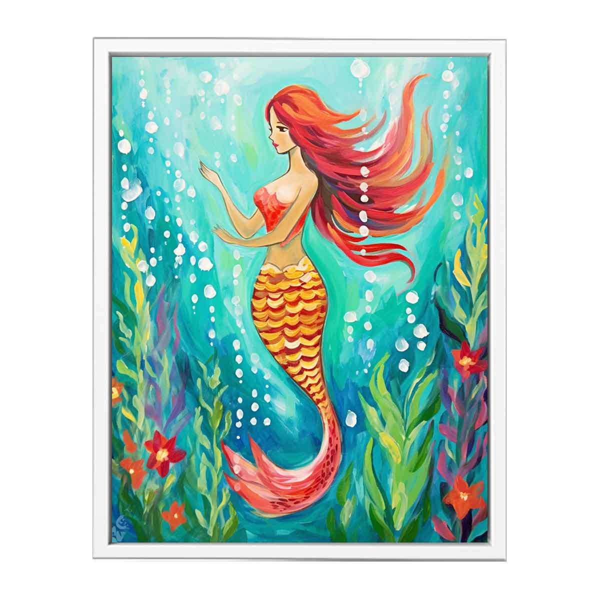 Underwater Mermaid  Canvas Painting  Print-4