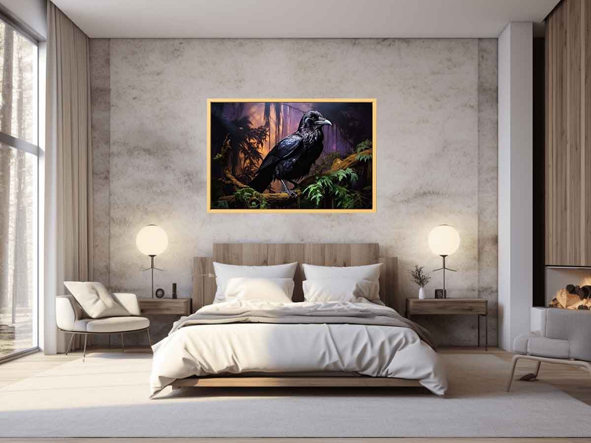 Beautiful Ravens  Bird Canvas Painting Print-2