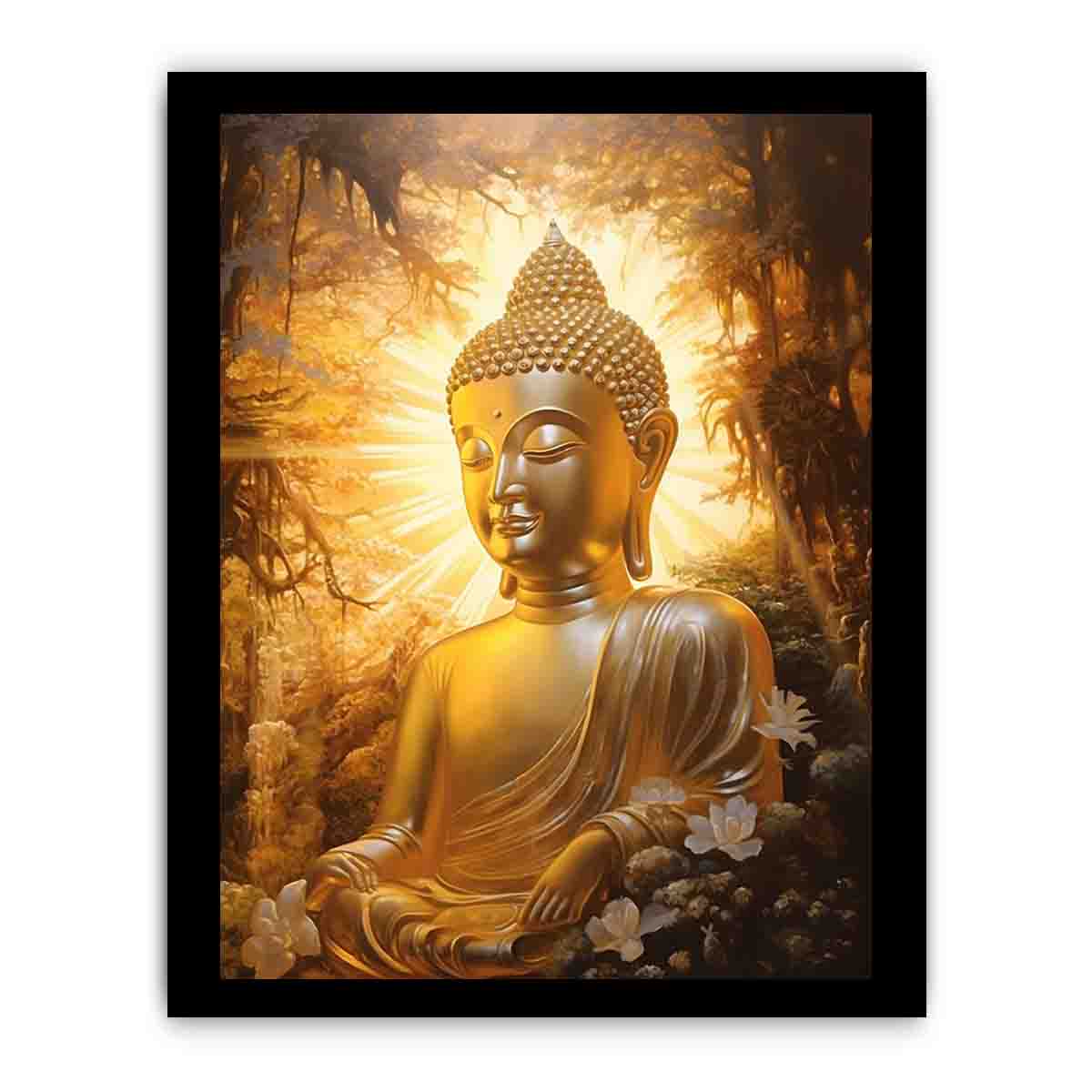 Buddha Gold Painitng Art Canvas Art Print-7
