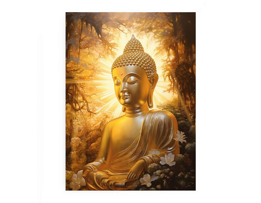 Buddha Gold Painitng Art Canvas Art Print-0