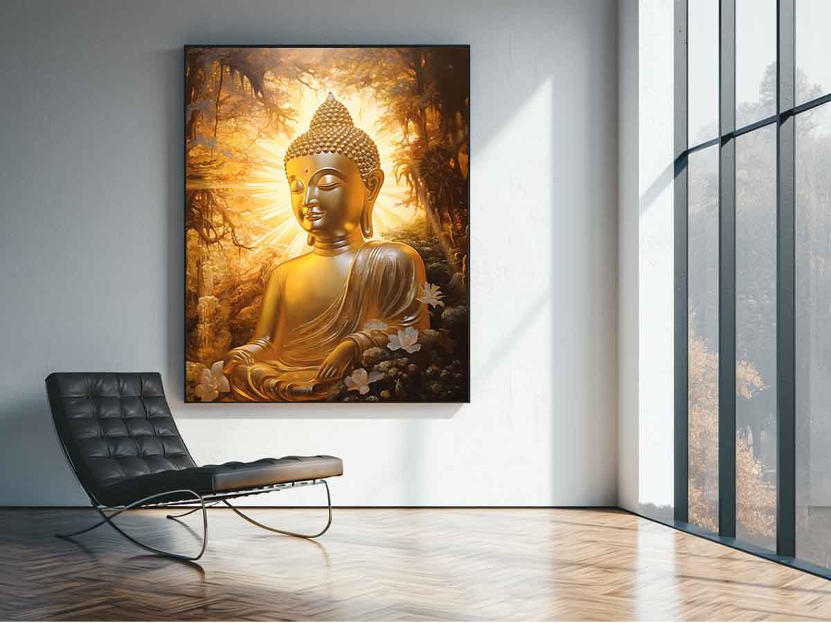 Buddha Gold Painitng Art Canvas Art Print-1