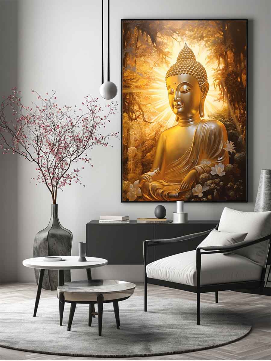 Buddha Gold Painitng Art Canvas Art Print-2