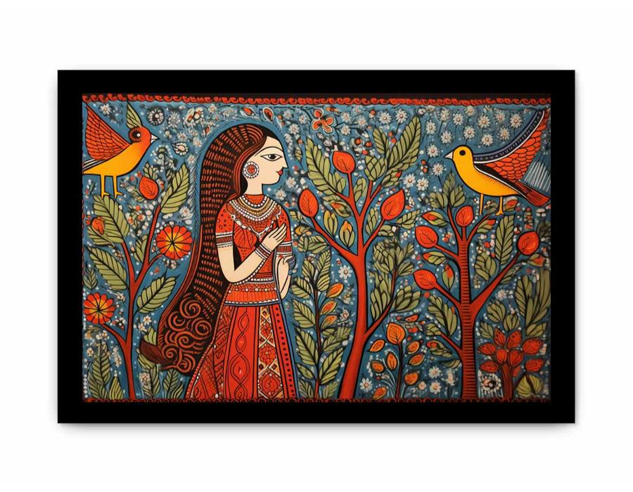 Madhubani Brids  Canvas Art Print-7