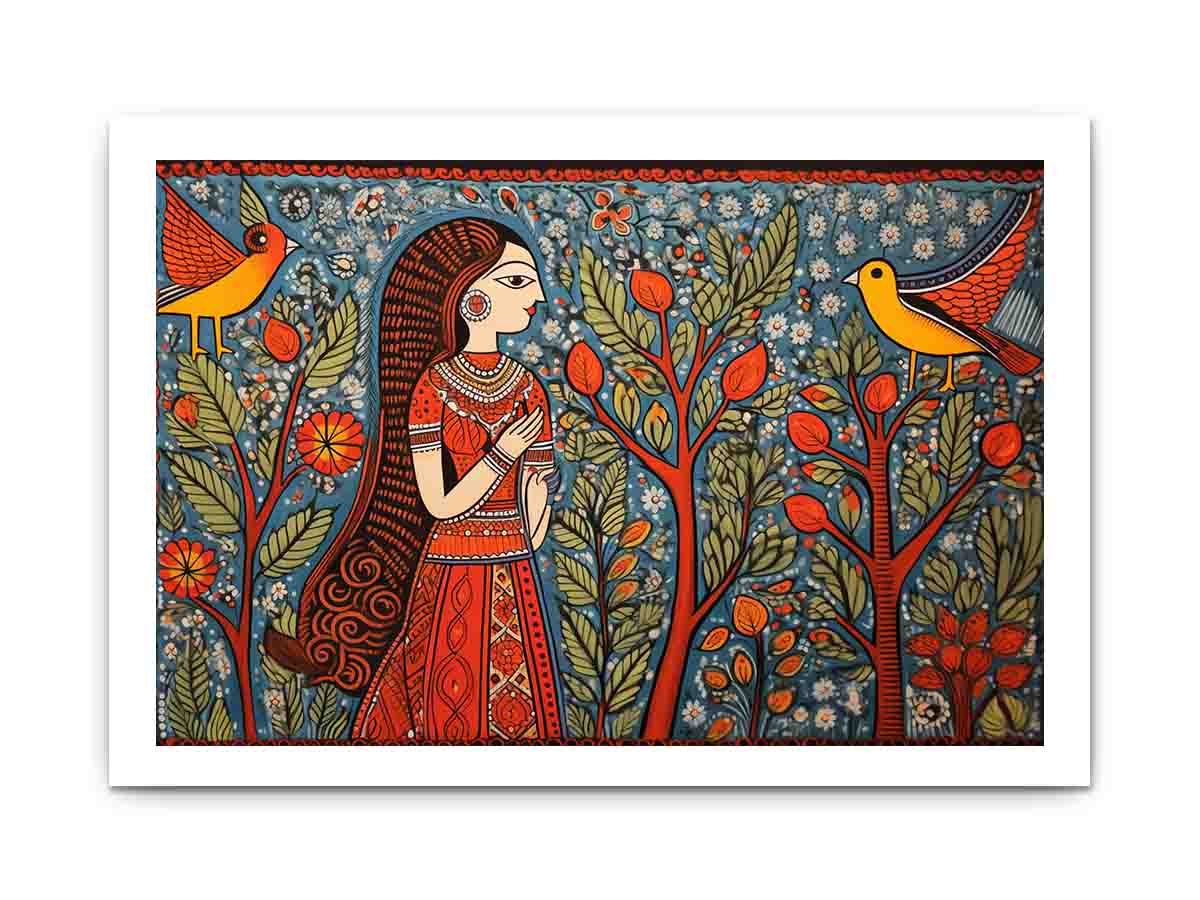 Madhubani Brids  Canvas Art Print-8