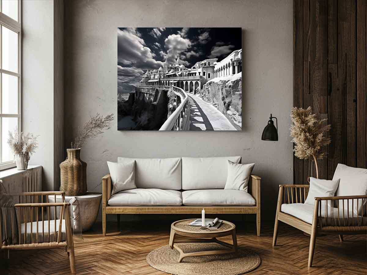 Black & white  Monastery Canvas Art Print-1