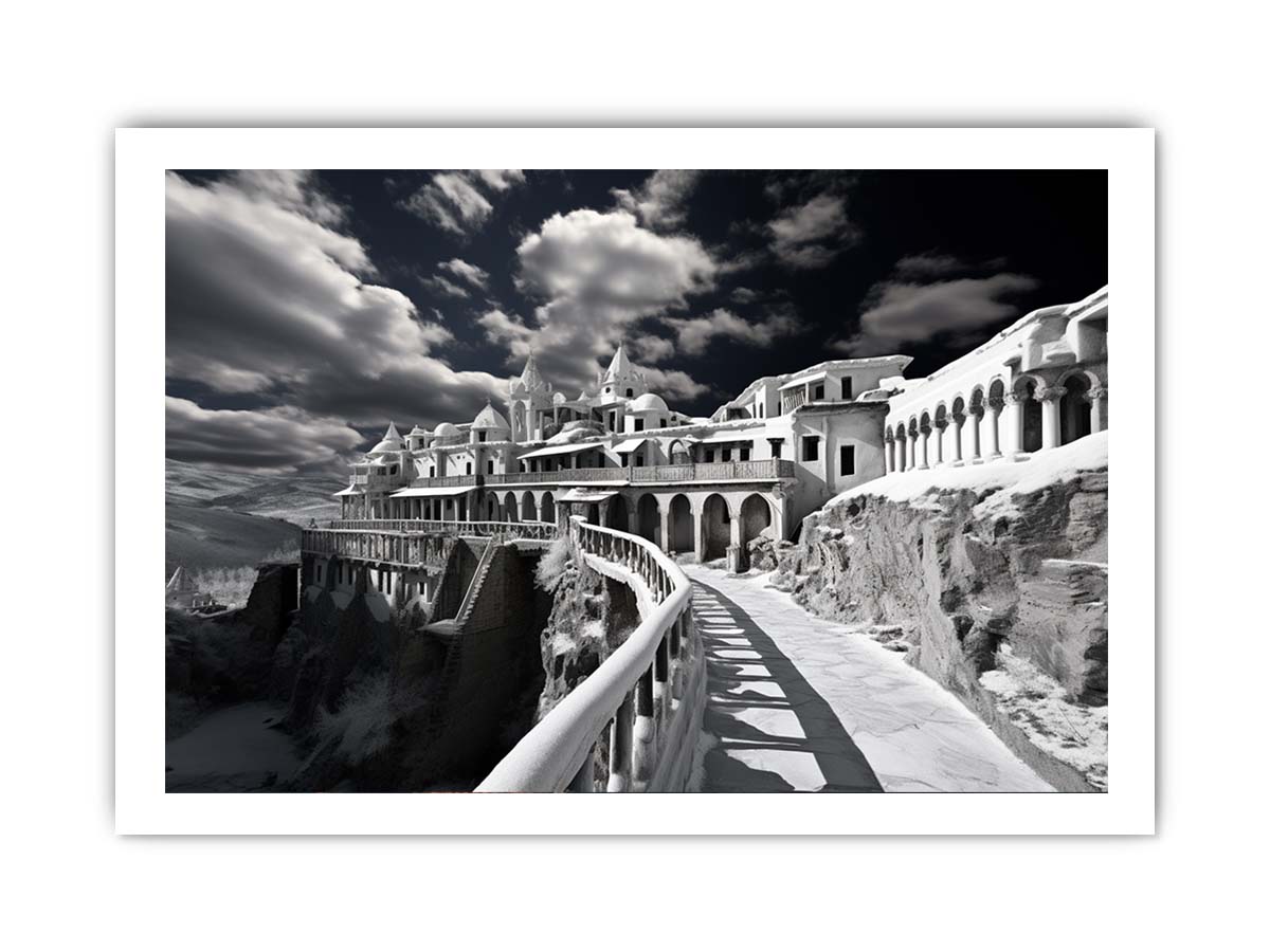 Black & white  Monastery Canvas Art Print-8